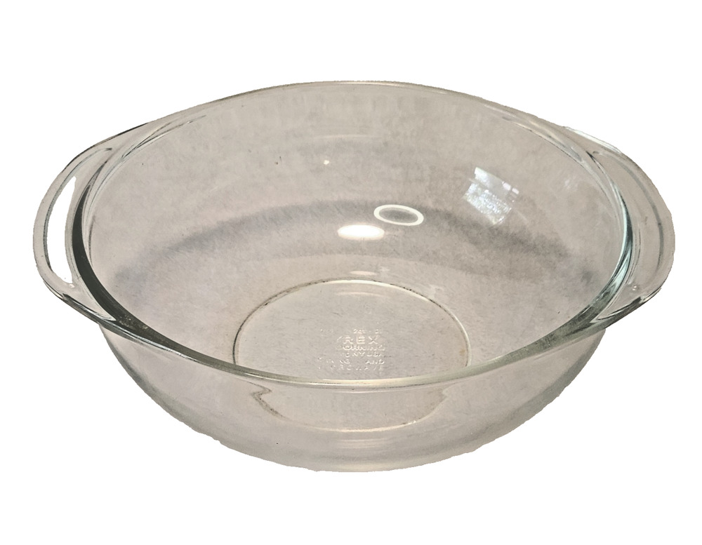 Vintage PYREX Corning #C24 Clear Glass 2 Qt-2L Casserole Bowl Dish Handles 8.75"